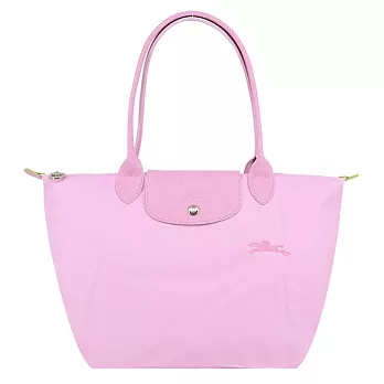 LONGCHAMP LE PLIAGE GREEN系列刺繡長把再生尼龍摺疊水餃包(中)  粉紅