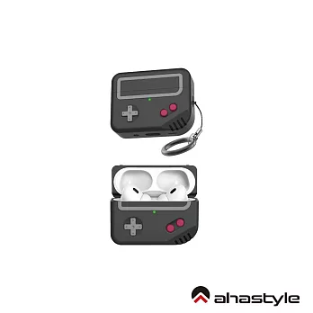 AHAStyle AirPods Pro 2代 遊戲機造型超厚防摔矽膠保護套 - 黑色