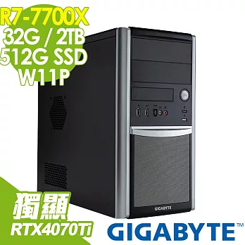 GIGABYTE 技嘉 W332-Z00工作站 (R7-7700X/32G/2TB+512SSD/RTX4070TI 12G/W11P)