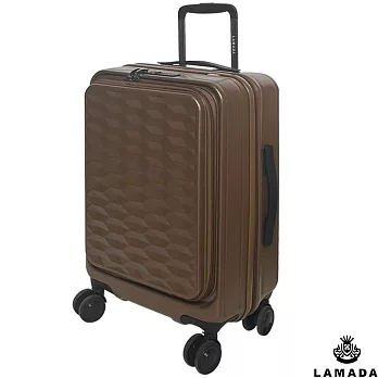 【LAMADA】20吋前開式炫麗格紋系列行李箱/登機箱(棕) 20吋 棕色