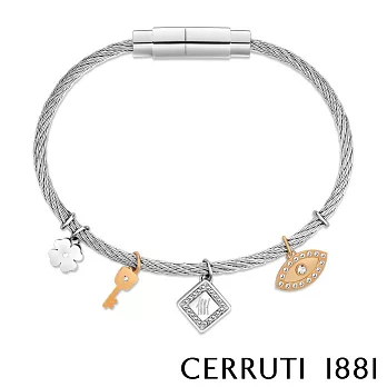 【Cerruti 1881】限量2折 義大利經典KISMET手鍊 全新專櫃展示品(CB0913 銀色)