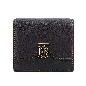 BURBERRY TB Logo 牛皮二折短夾 (黑色)