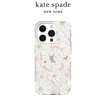 【kate spade】iPhone 15系列 MagSafe 精品手機殼 純白牡丹 iPhone 15 Pro Max