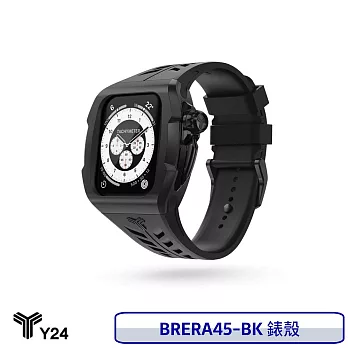 【10月限量送原廠錶帶等超值好禮】Y24 Apple Watch 45mm 不鏽鋼防水保護殼 黑錶殼/黑錶帶  黑