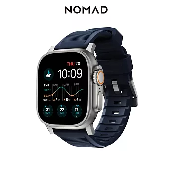 美國NOMAD Apple Watch專用高性能橡膠質感錶帶-49/45/44/42mm 藍銀