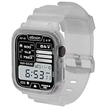 Elkson Apple Watch 9/8/7/6/5/4/SE Quattro Pro柔韌透氣耐磨TPU一體成形軍規錶帶(38/40/41mm) 透明