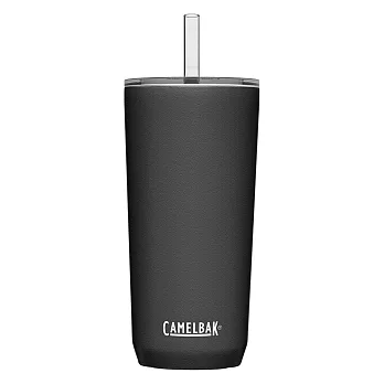 【美國CamelBak】600ml Straw Tumbler 雙層不鏽鋼吸管杯(保冰)  濃黑