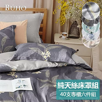 《BUHO》100%TENCEL純天絲™六件式兩用被床罩組-雙人特大 《婉玉聽風》