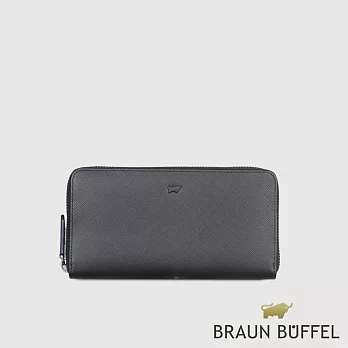 【BRAUN BUFFEL 德國小金牛】台灣總代理 洛菲諾P-II 12卡拉鍊長夾-黑色/BF347-602-BK