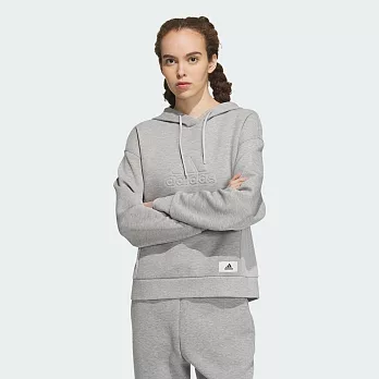 ADIDAS LOUNGE  HOODY 女連帽上衣-灰-IP0754 L 灰色