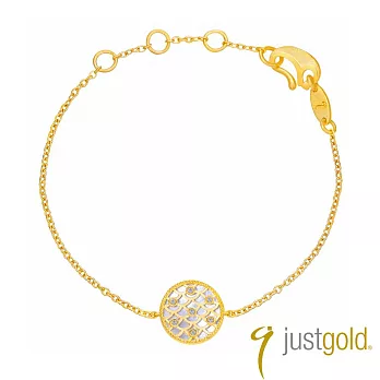 【Just Gold 鎮金店】金鑽龍紋 黃金鑽石手鍊