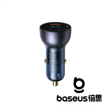 Baseus 倍思 酷顯 金屬數顯雙路QC+PPS快充車載充電器 C+U 65W 深空灰 公司貨