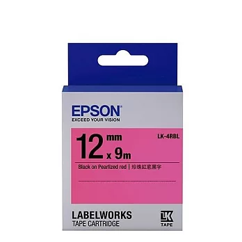 EPSON 原廠標籤帶 珍珠彩系列 LK-4RBL 12mm 紅底黑字