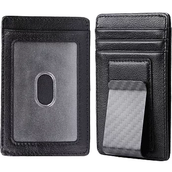 《Kinzd》可卸式防盜證件鈔票夾(真皮黑) | 卡片夾 識別證夾 名片夾 RFID辨識