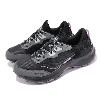 Saucony 越野跑鞋 Aura TR GTX 女鞋 黑 紫 防水 抗撕裂 抓地 緩震 郊山 運動鞋 索康尼 S1086610