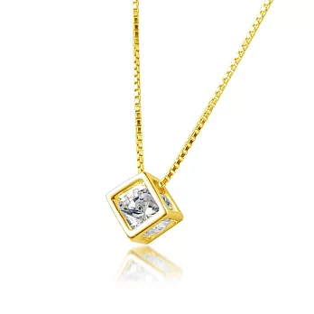 GIUMKA．925純銀項鍊．立體方塊．鎖骨鏈．MNS23015 金色