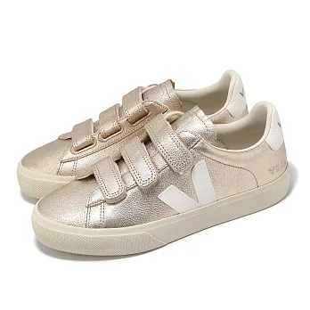 Veja 休閒鞋 Recife Logo Chromefree Leather 女鞋 金 白 魔鬼氈 皮革 RC0502418A 23.5cm PLATINE/WHITE