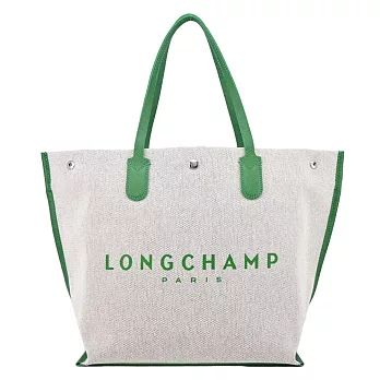 LONGCHAMP ESSENTIAL系列帆布LOGO字母托特包(大) 綠