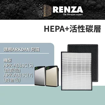 適用 ARKDAN 阿沺 ARK-AB18C(S) RK-AB18C(Y) 雲端空氣清淨機 HEPA+活性碳濾網 濾芯 濾心