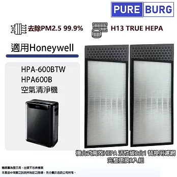 適用Honeywell HPA-600 HPA600BTW HAP-600BTW空氣清淨機2合1活性碳HEPA濾網