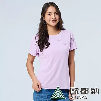 【ATUNAS 歐都納】女款涼感抑菌短袖T恤A1TS2307W/防曬/抗臭/吸濕排汗/修身 M 輕柔紫