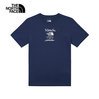 The North Face U MFO TYPESETTING LOGO S/S TEE  - AP 男女短袖上衣-藍-NF0A8AUW8K2 L 藍色