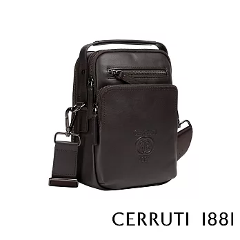 【Cerruti 1881】限量2折 義大利頂級小牛皮側背包肩背包 全新專櫃展示品(咖啡色 CEBO05148M)