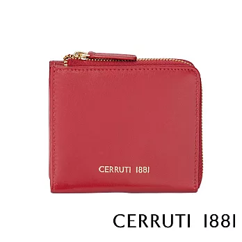 【Cerruti 1881】限量2折 義大利頂級小牛皮零錢包 全新專櫃展示品(紅色 CEPD06163M)