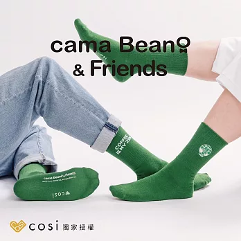 Cosi cama Beano & Friends 螺紋中長襪x3雙-茶道款(MIT台灣製襪子/正版授權) M(25~26cm)