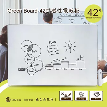 【Green Board】42吋磁性電紙板 極淨無塵白板 商務會議電紙板 局部清除電子白板 教學授課白板