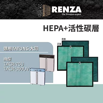 適用 TATUNG 大同 TACR-75U TACR-350UV 多重功能空氣清淨機 HEPA+活性碳 濾網 濾芯 濾心