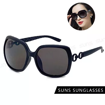 【SUNS】抗UV太陽眼鏡 時尚淑女大框菱格紋眼鏡 大框顯小臉 抗UV400 S611 黑框