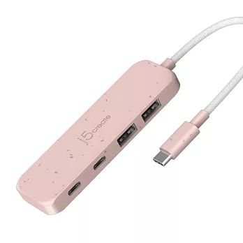 j5create 環保材質 USB-C® Gen2 轉四埠 Type-A / Type-C 高速集線器_JCH342E 晚霞粉