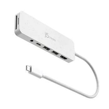 j5create USB-C 7 合 1 多功能擴充集線器-環保永續版_JCD373E 自然白