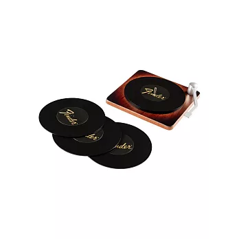 Fender 黑膠唱盤造型杯墊／6入裝