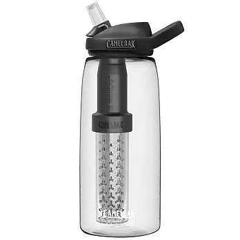【美國 CamelBak】1000ml LifeStraw濾心 eddy+多水吸管水瓶RENEW- 晶透白