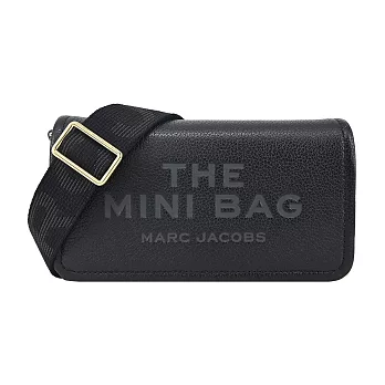 MARC JACOBS THE LEATHER 荔枝紋翻蓋斜背包-迷你/ 黑