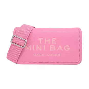 MARC JACOBS THE LEATHER 荔枝紋翻蓋斜背包-迷你/ 花瓣粉