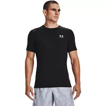 Under Armour 男 HG Armour 短T-Shirt-黑-1361683-001 L 黑色