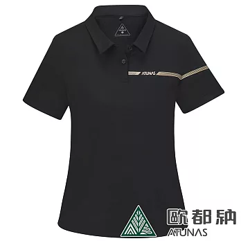 【ATUNAS 歐都納】女款吸濕排汗透氣短袖POLO衫A8PS2411W* S 黑