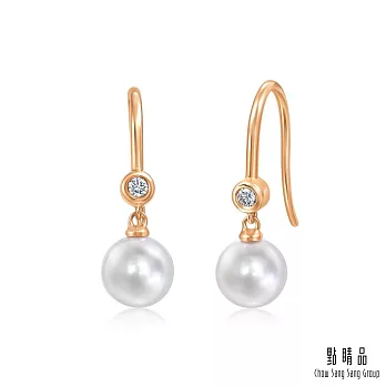 【點睛品】Daily Luxe 極光珍珠 18K玫瑰金鑽石耳環(一對