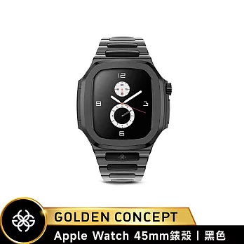 ★送原廠好禮★Golden Concept Apple Watch 45mm 保護殼 WC-RO45 黑錶殼/黑不鏽鋼錶帶 (PVD鍍層)