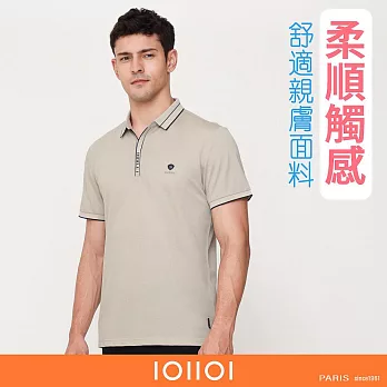 IOIIOI歐洲貴族 男裝 短袖休閒POLO衫 修身POLO 素面 透氣吸濕排汗 涼感 M 卡其色