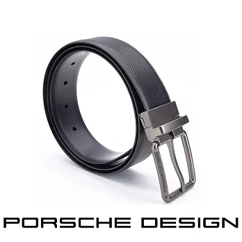 【Porsche Design 保時捷】限量3折 德國頂級小牛皮皮帶 全新專櫃展示品 (黑色 FU5050)