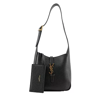 YSL LE 5 A 7 Hobo 鹿皮附卡片套肩背包(Baby) (黑色)