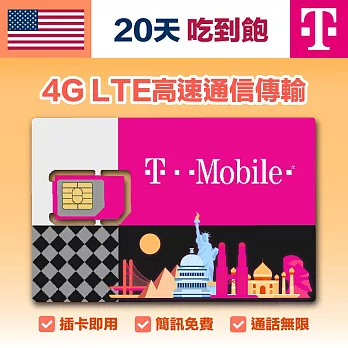 【GLOBAL WiFi】美國T-Mobile上網SIM卡 20日方案 每日流量吃到飽 降速吃到飽 4G高速上網