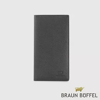 【BRAUN BUFFEL 德國小金牛】台灣總代理 艾康-A 18卡兩折長夾-黑色/BF554-631-BK