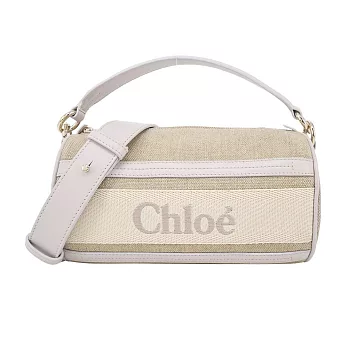 Chloe Woody  TUBE SHOULDER BAG帆布兩用圓筒包 淺灰