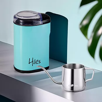 Hiles 電動咖啡豆研磨機/磨豆機+凱飛304不鏽鋼咖啡手沖壺250ml