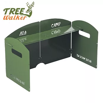 TREEWALKER 爐具四折擋風板(含置物板) 軍綠